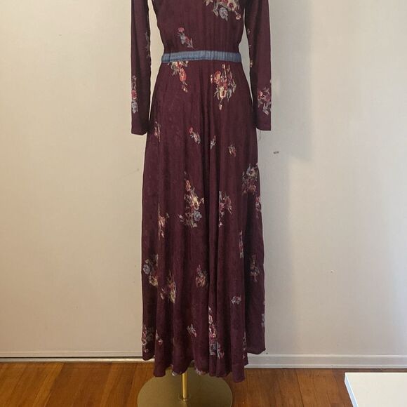 Vintage Purple Floral Long Sleeve Maxi Dress Size Small - Picture 9 of 16